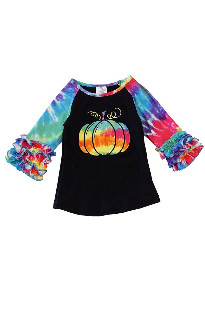Bright Tie Dye Pumpkin Ruffle Shirt - ARIA KIDS