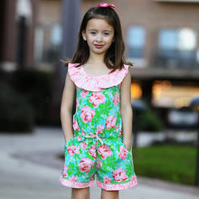Spring Rose Shabby Chic Floral & Geometric Girls Jumpsuit Romper - ARIA KIDS