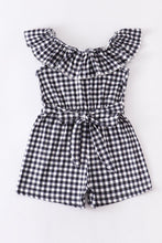 Black plaid ruffle jumpsuit romper - ARIA KIDS