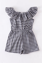 Black plaid ruffle jumpsuit romper - ARIA KIDS