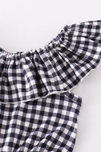 Black plaid ruffle jumpsuit romper - ARIA KIDS