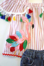 Flamingo Rainbow Tassels Top & Denim Shorts Set - ARIA KIDS