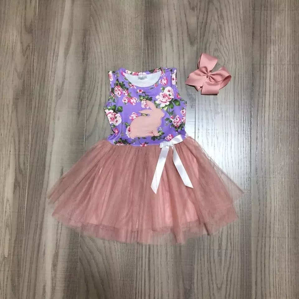 Pink Bunny Tutu Easter Dress 2-Piece SET with 5