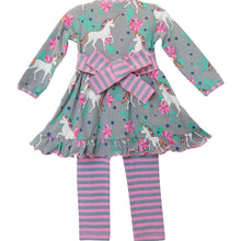 "Peyton" Unicorn and Rainbows Stripe Cotton Dress Outfit - ARIA KIDS