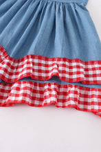 Strawberry Gingham Plaid Denim Dress - ARIA KIDS