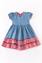 Strawberry Gingham Plaid Denim Dress - ARIA KIDS