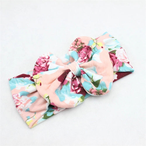 Floral Big Bow Headband - Peach Multi - ARIA KIDS