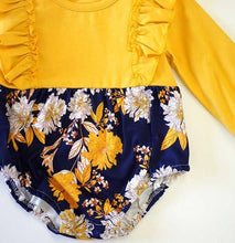 Floral Baby Romper - Yellow & Navy - ARIA KIDS