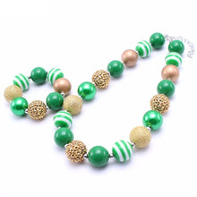 Green/Gold Xmas Chunky Necklace - 3 Piece Set - ARIA KIDS