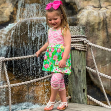 Spring Rose Floral & Geometric Ruffle Dress Capri Set - ARIA KIDS