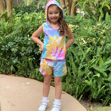 "Camille' Pastel Rainbow Tie Dye Cotton Hoodie Tank & Shorts - ARIA KIDS
