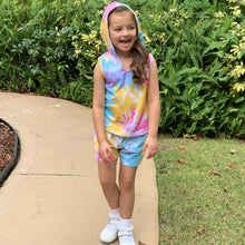 "Camille' Pastel Rainbow Tie Dye Cotton Hoodie Tank & Shorts - ARIA KIDS