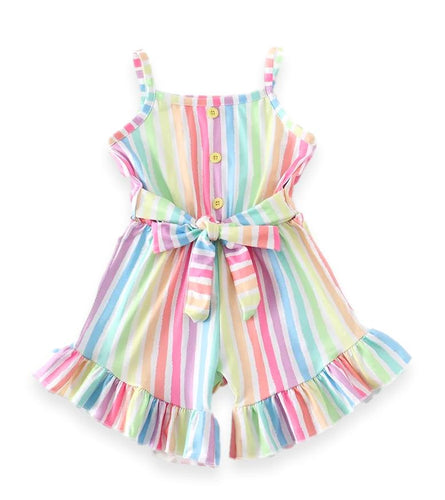 Jessica Rainbow & Stripes Ruffle Romper (Pre-order) - ARIA KIDS