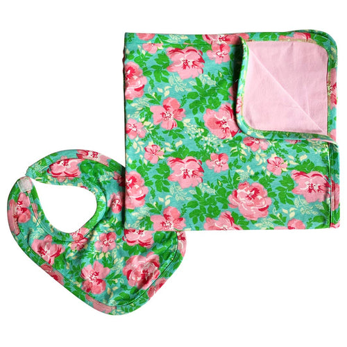 Spring Rose Blanket & Bib Baby Gift Set - ARIA KIDS