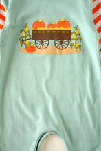 Orange blue pumpkin stripe girls baby romper sale - ARIA KIDS