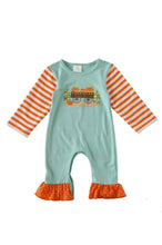 Orange blue pumpkin stripe girls baby romper sale - ARIA KIDS