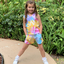 "Camille' Pastel Rainbow Tie Dye Cotton Hoodie Tank & Shorts - ARIA KIDS