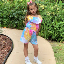 "Camille' Pastel Rainbow Tie Dye Ruffle Romper - ARIA KIDS