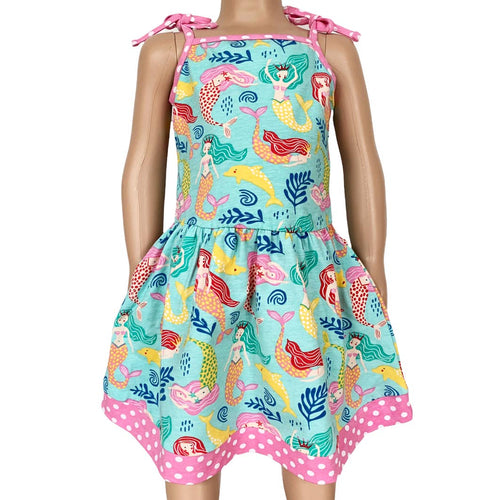 Mermaid Polka Dot Spaghetti Strap Dress - ARIA KIDS