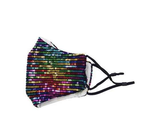 Adult Sequin Mask - Sparkly Rainbow - ARIA KIDS
