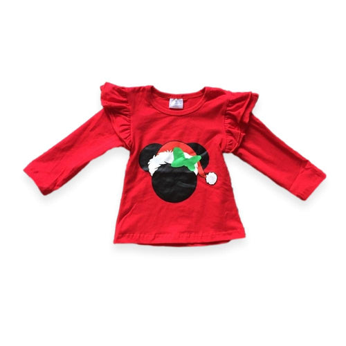 WHOLESALE CLEARANCE BUNDLE - Christmas Minnie Santa Hat Red Raglan Shirt - ARIA KIDS