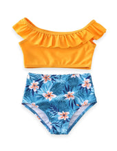 Mommy and Me Sunflower Yellow & Blue Tropical Swimsuit - ARIA KIDS