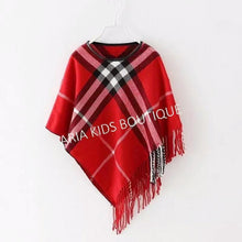 ARIANA Toddler Girl Fringe Plaid Poncho - 4 Colors!! - ARIA KIDS