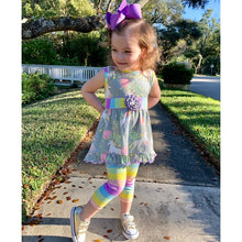 "Nola" Unicorn and Rainbows Pastel Stripe Dress & Pants Set - ARIA KIDS