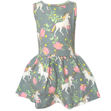 "Nola" Unicorn and Rainbows Floral Swing Dress - TWEEN GIRL SIZES - ARIA KIDS