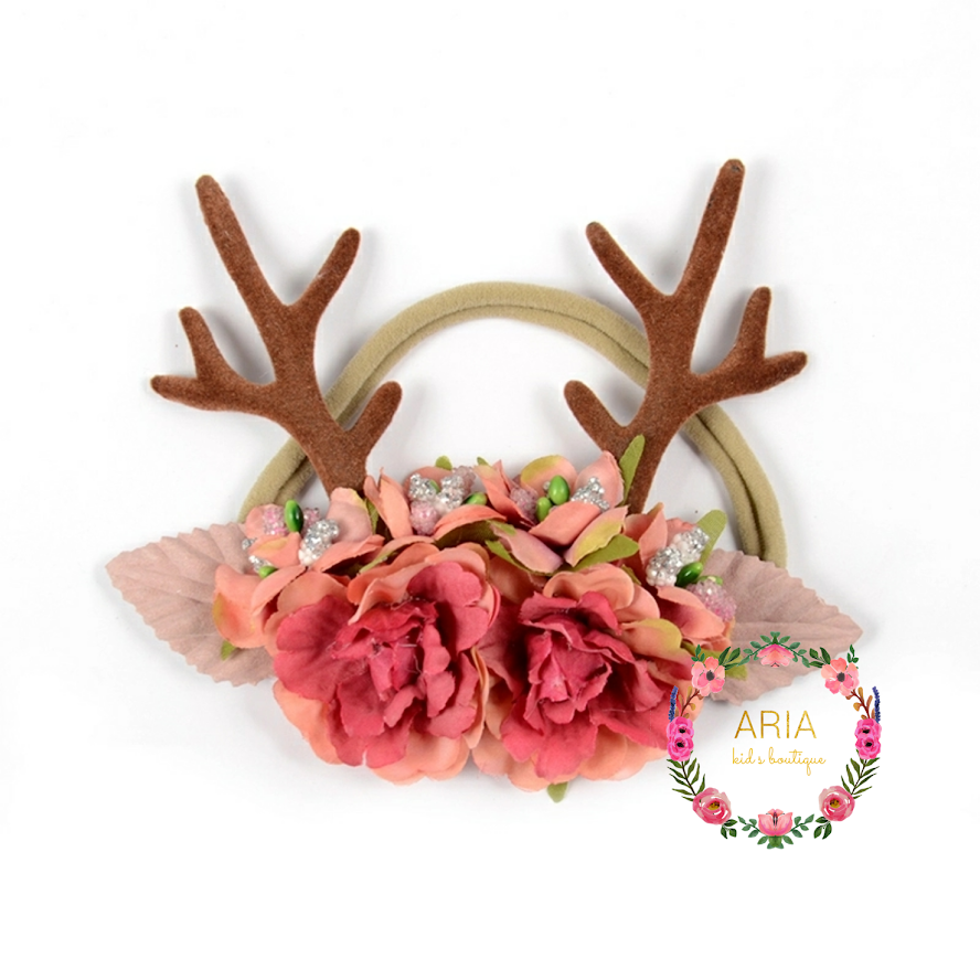 Floral deer antler headband deals
