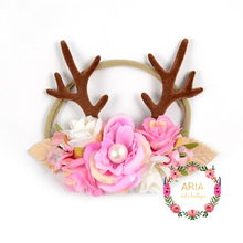 Rust Orange & Pink - Floral Deer Antler Headband - ARIA KIDS