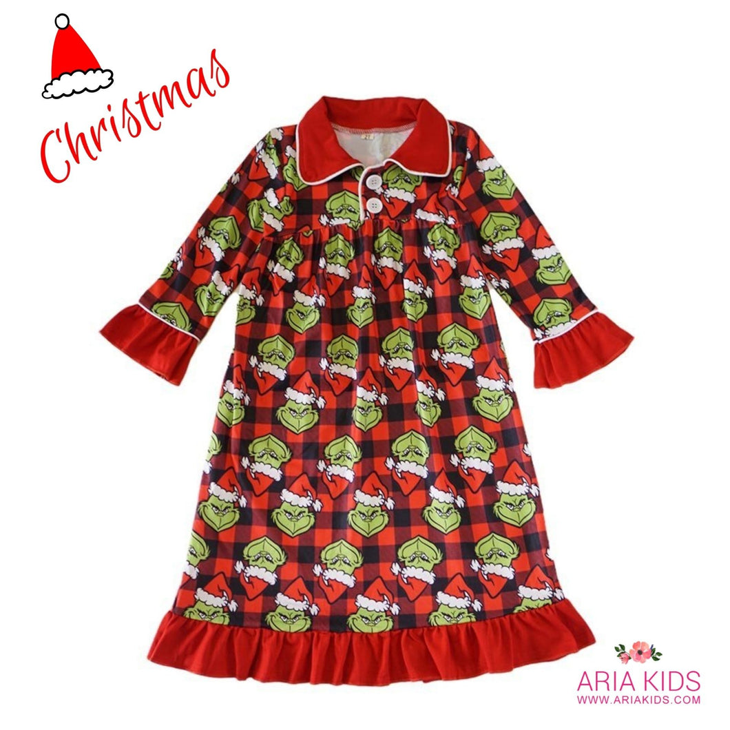 WHOLESALE CLEARANCE BUNDLE - Girls Grinch Long Sleeve Ruffle Gown - ARIA KIDS