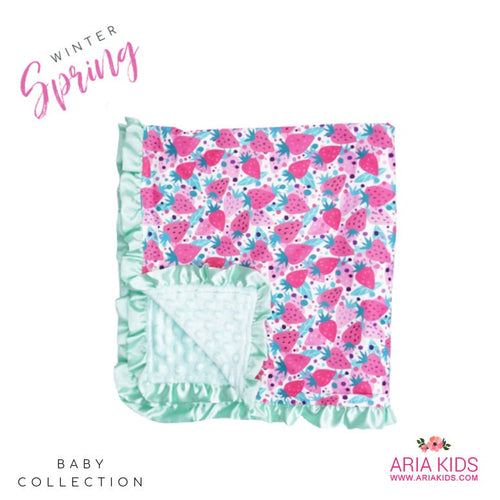 Strawberry Ruffle Minky Baby Blanket - ARIA KIDS