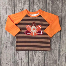 Boys Football Turkey Thanksgiving Stripe Raglan Shirt - ARIA KIDS