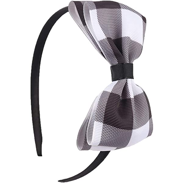 WHOLESALE BUNDLE - Buffalo Plaid Girls Headband in Black & White - ARIA KIDS