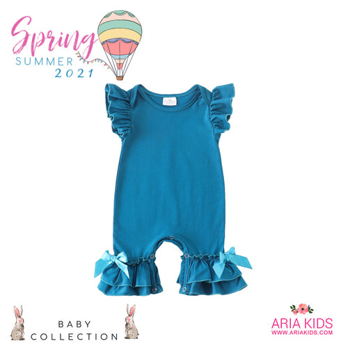 Bethany Flutter Sleeve Romper - BLUE 💙 - ARIA KIDS