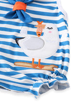 Copy of Blue & White Stripe Seagull Baby Girl Bubble Romper - ARIA KIDS