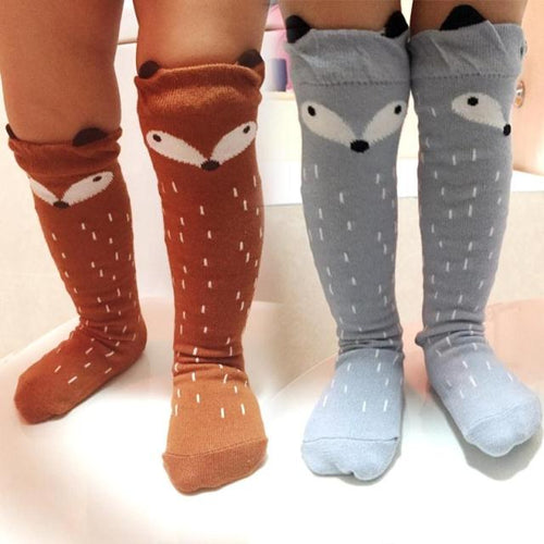 Fox Pull Up Socks - Fall Brown & Gray - ARIA KIDS