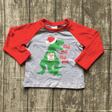 Deck the Halls Dinosaur Boys Christmas Red Raglan Shirt - ARIA KIDS