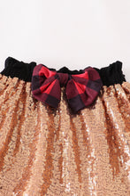 Red and black plaid santa applique sequin skirt set - ARIA KIDS