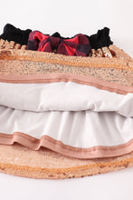 Red and black plaid santa applique sequin skirt set - ARIA KIDS