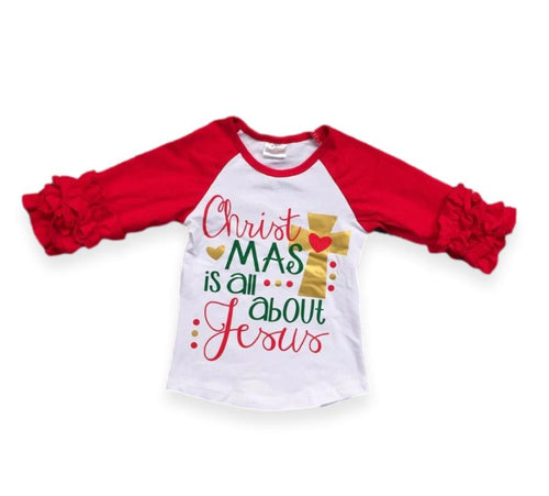WHOLESALE CLEARANCE BUNDLE - Christmas Is All About Jesus Raglan Icing Shirt - ARIA KIDS