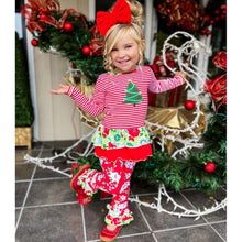 Christmas Tree Floral Stripes Tunic & Pants 2-Piece Outfit - ARIA KIDS