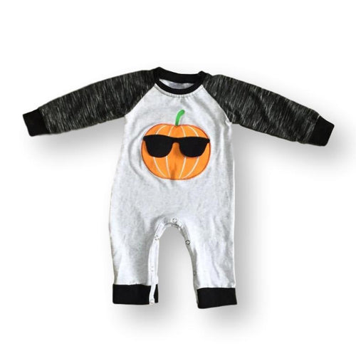 WHOLESALE CLEARANCE BUNDLE - Cool Pumpkin Sunglasses Applique Baby Boy Romper - ARIA KIDS