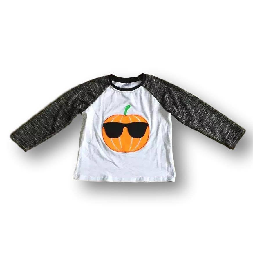 Cool Pumpkin Sunglasses Applique Shirt for Boys - ARIA KIDS