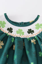 Forest clover embroidery smocked girl dress