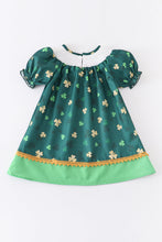 Forest clover embroidery smocked girl dress