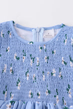 Sky blue floral smocked dress mommy&me