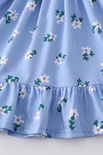Sky blue floral smocked dress mommy&me