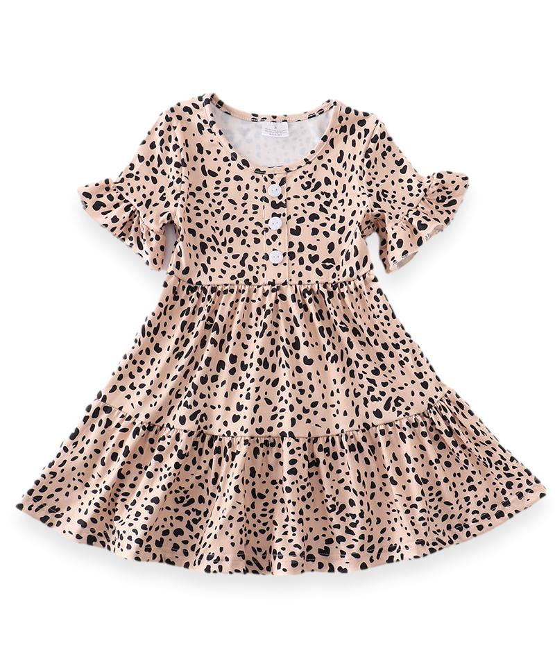 Mommy & Me Leopard Print Flutter Sleeve Tiered Dress (Pre-order)  ARIA KIDS